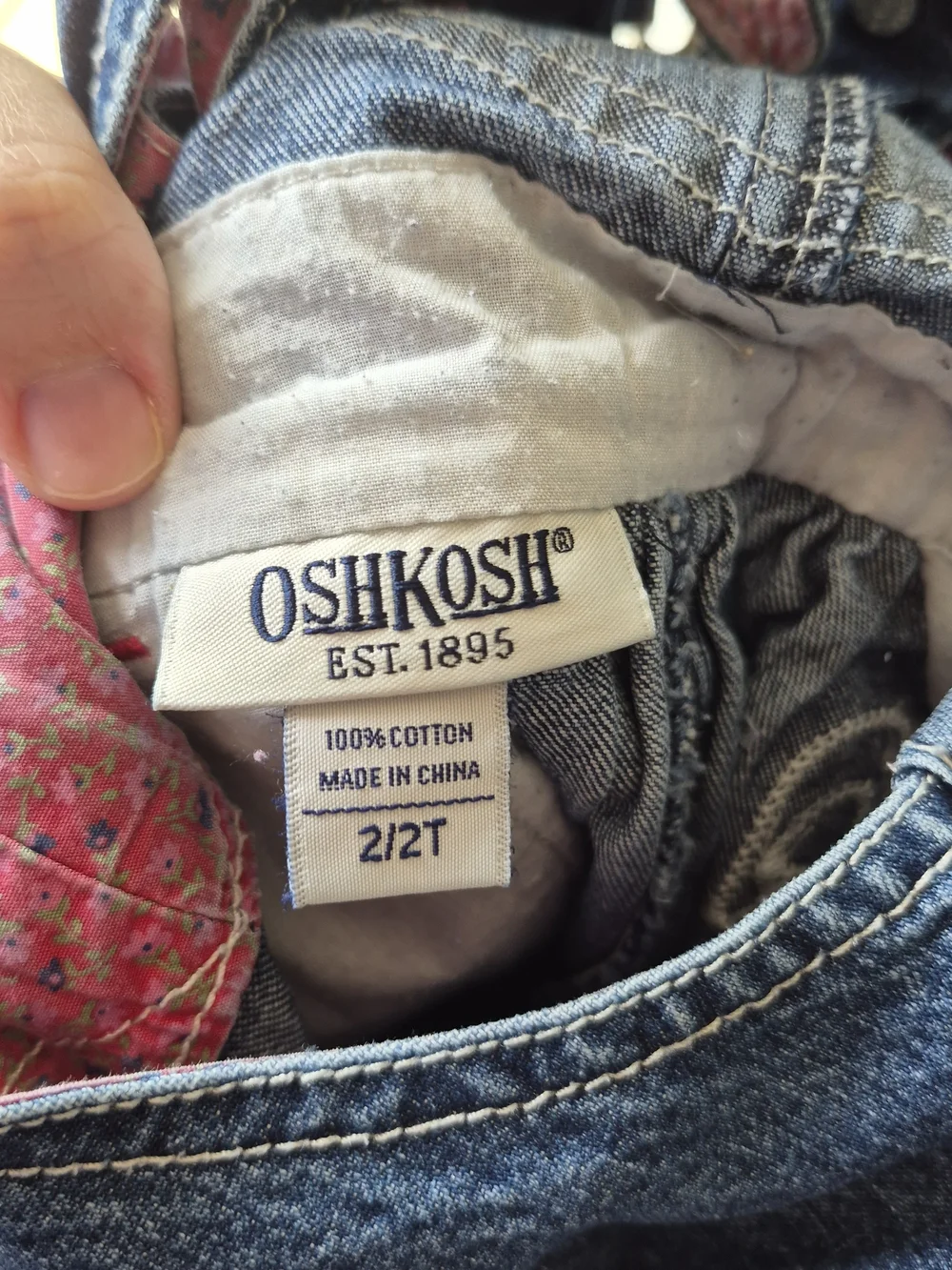 OshKosh B'gosh Girls' Blue Denim Overalls with Pink Accents